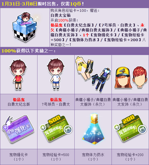 白勇太新年陪你嗨1q币抽典藏套装极品宠