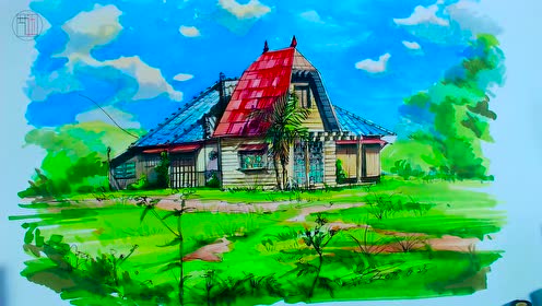 手绘基础入门动漫风景-宫崎骏手稿