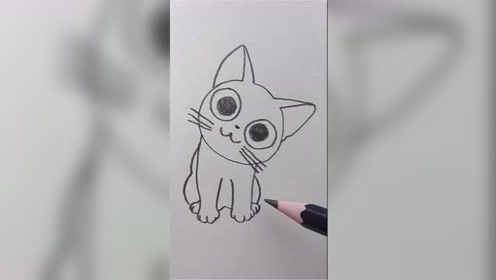 教大家画甜甜猫简笔画,我们一起学猫叫,喵喵喵