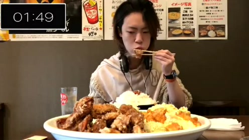 大胃王吃播 美食吃货耳机小哥draco 超大份的炸鸡配米饭