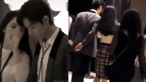 肖战与同行的女性工作人员低头讲话,背在后面的绅士手真赞!