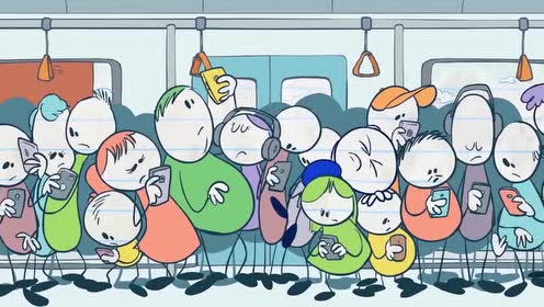 创意铅笔人动画:小蓝人挤地铁!真是太惨了!