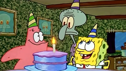 海绵宝宝与派大星一起为章鱼哥庆祝生日!