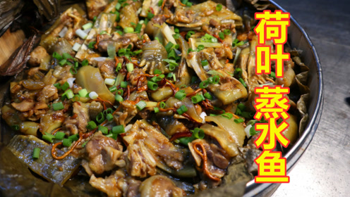 这才是"荷叶蒸水鱼"正宗做法!大补啊,怕受不了对吗?试试吧!