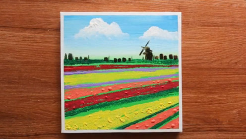 亚克力绘画教程,用丙烯颜料绘画田园风景的方法,非常漂亮!
