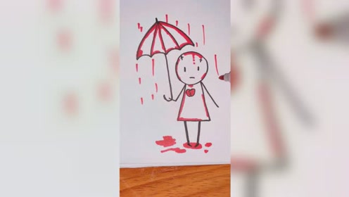 雨中漫步的受伤小人.
