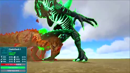 绿魔哥斯拉和侏罗纪霸王龙 交战!