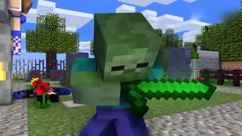 minecraft动画《僵尸的生活》,僵尸对抗黑暗实体拯救女孩!