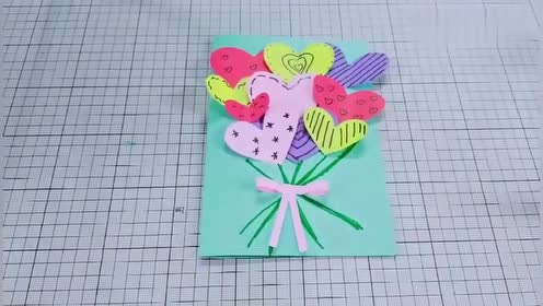 教师节礼物:diy纸艺教师节爱心鲜花贺卡,送给老师不,拿走不谢