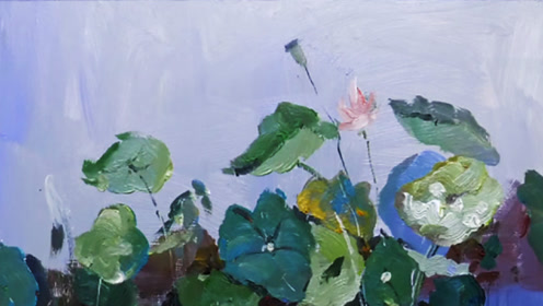 色彩风景画作示范,怎么才能画好一副夏日荷花图,就看这个吧