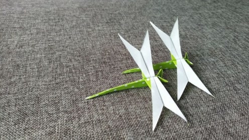 纸蜻蜓diy折纸教程,没见过蜻蜓也可以简单学会