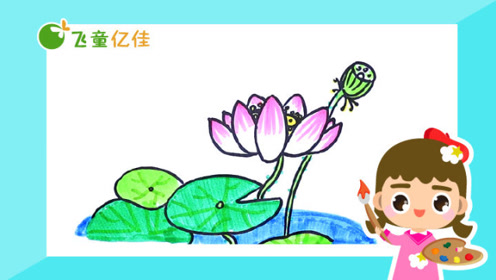 夏天里的荷花-夏天简笔画儿童绘画美术课程