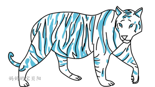 育儿简笔画,如何画一只老虎,亲子绘画素材