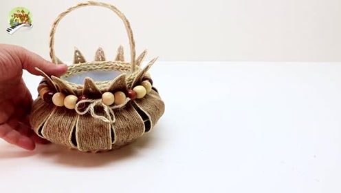 手工制作黄麻篮子,家庭装饰艺术和工艺品