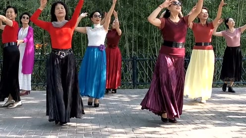 北京紫竹院公园大姐跳广场舞太棒了,都多大年纪了