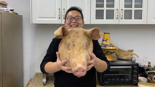 228买个19斤大猪头,做道扒猪脸,肥而不腻入口即化,一次吃过瘾