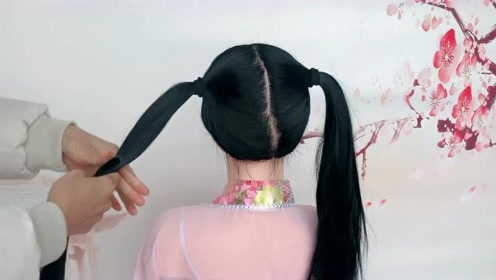 扎1个双马尾就能做汉服发型,太简单实用了,你确定不看吗
