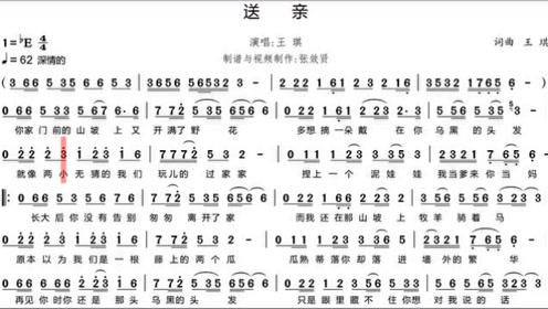 歌曲《送亲》的萨克斯音色简谱