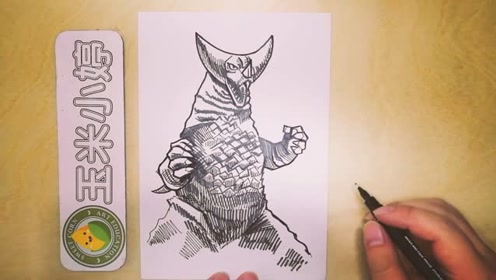 手绘线描——怪兽哥莫拉