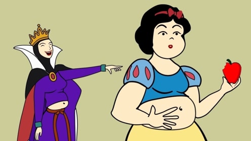 女巫嫉妒白雪公主的美貌,骗公主吃了有毒苹果,公主竟然成了一个大胖子
