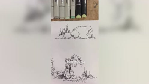 石头马克笔上色