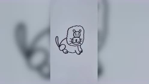数字创意简笔画,一个6和一个8,就可以画出一只可爱的小狮子了