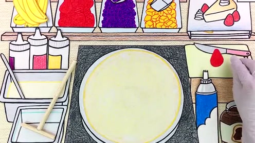 手绘创意定格动画,手工制作奶油巧克力水果煎饼,你更喜欢哪种?