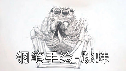 钢笔手绘-毛绒绒大跳蛛 钢笔,针管笔,蘸水笔 合尚教育-琦玉老师