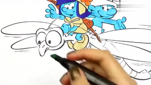 亲子简笔画:可爱蓝精灵飞起来了