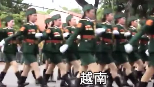 越南女兵和中国女兵阅兵对比,解放军女兵正步出场,步伐着实矫健
