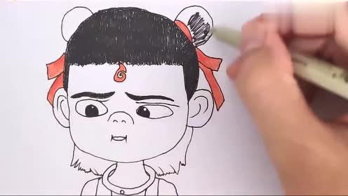 看电影简笔画之哪咤魔童降世,手把手教你画超火的小