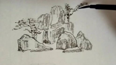 斧劈石山水:高山一弄峰万里
