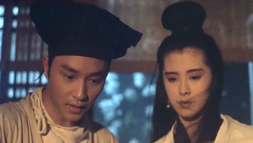 宁采臣帮小倩的遗画题字,想让小倩安心去投胎!
