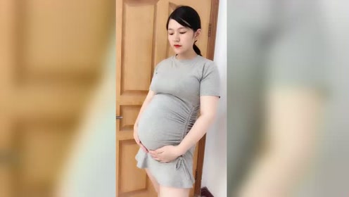 怀孕8个月的小姐姐,看肚子形状像是双胞胎?接下来你们看着呢