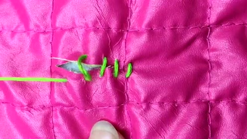 刺绣-羽绒服划破口,还是用姥姥教的针法来还原!