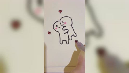 画一个情侣拥抱简笔画,一起来画吧
