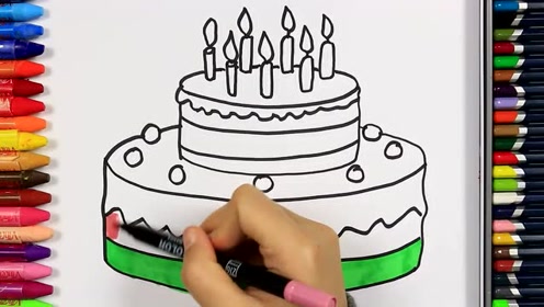 幼儿亲子益智彩绘 画超美味的生日蛋糕快来涂色吧