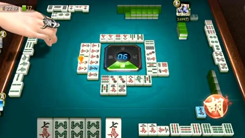 欢乐麻将:精彩对对胡,2222万一杠,好手气终于自摸七万胡牌,太棒了