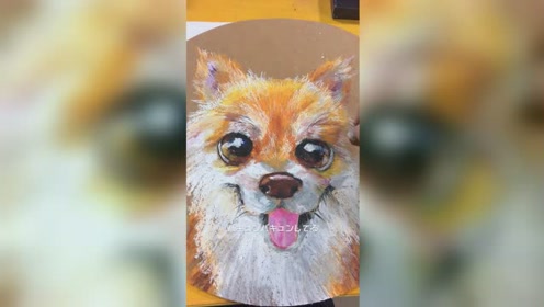 拿油画棒来撸只狗狗