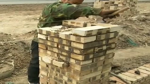 见识一下柱子的"全整砖"砌法,师傅这操作,真心觉得佩服了