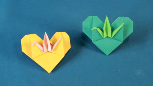 手工折纸教程,简单又好看的爱心千纸鹤折纸,做法十分简单哦