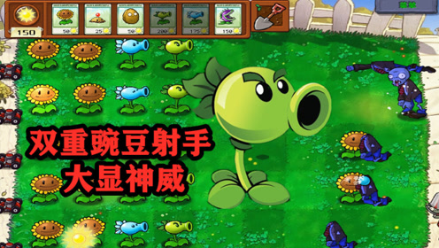 原版植物大战僵尸1-9:寒冰射手配合双发射手,僵尸:我太难了