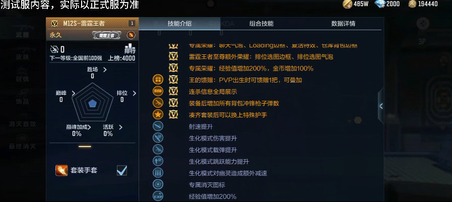 体验服快车：全新王者武器M12S-雷霆王者，武器外观展示爆料！