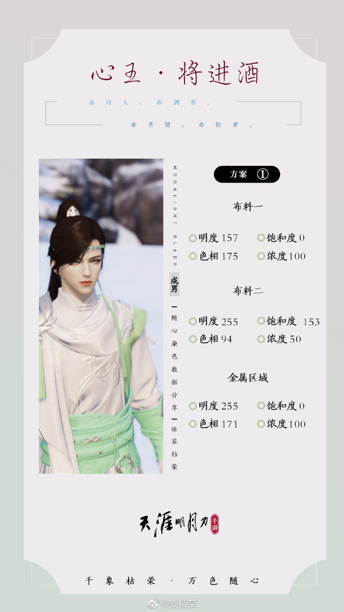 一诗一酒  一剑天涯，【心王·将进酒】三大体型染色数据分享