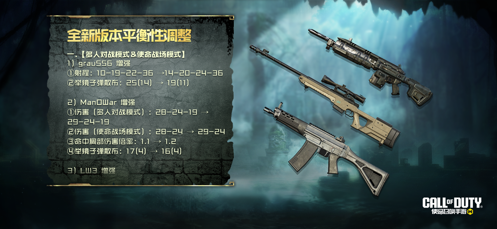 版本爆料丨新版本“秘域奇兵”上线，武器平衡性调整曝光