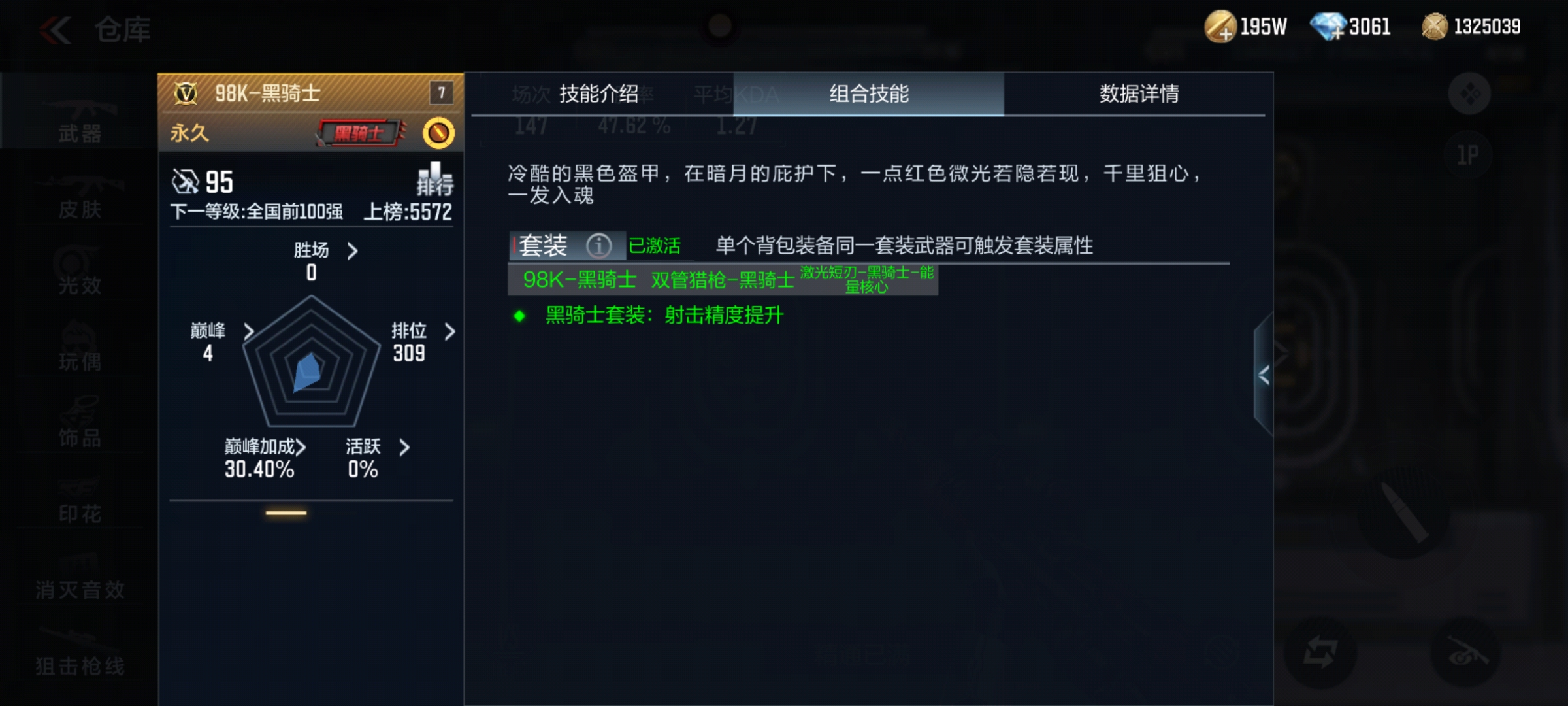 【武器评测】经典打击手感，98K-黑骑士武器评测！