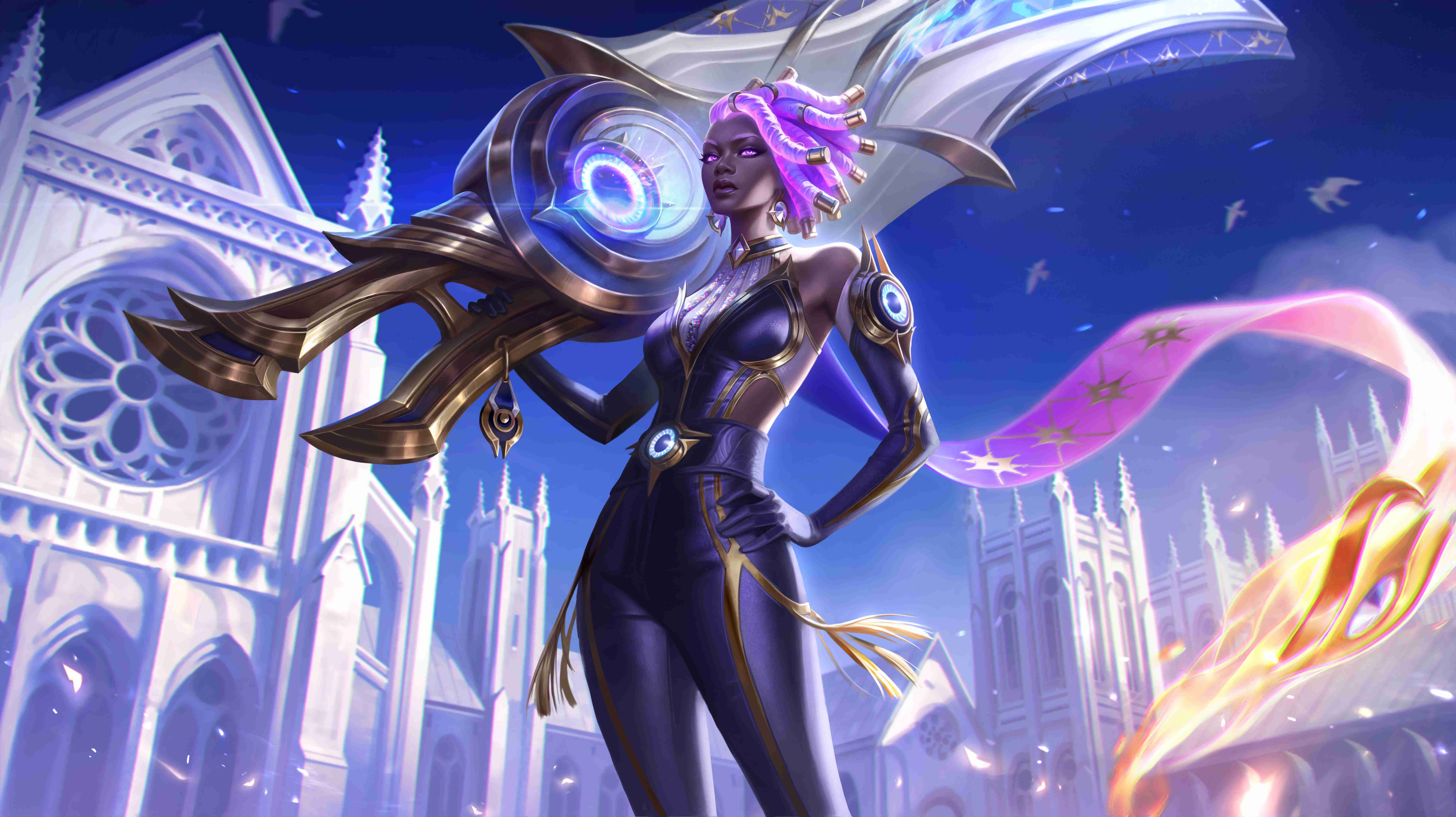 英雄联盟日蚀/月蚀骑士系列皮肤原画(月蚀骑士 赛娜 至臻)黑潮 亚索