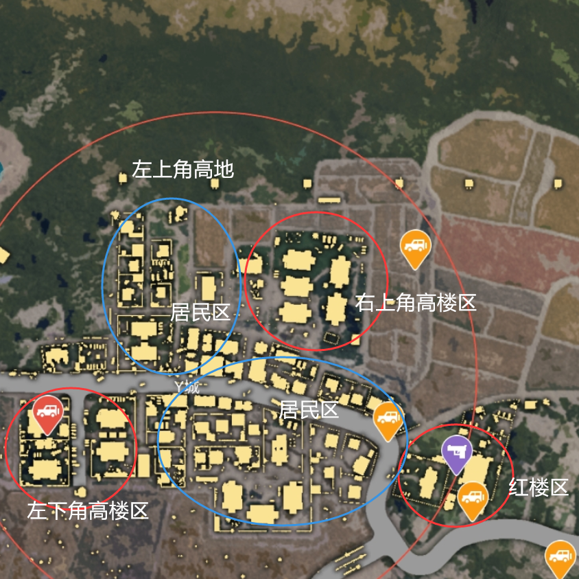 刺激战场y城资源点分布生存攻略