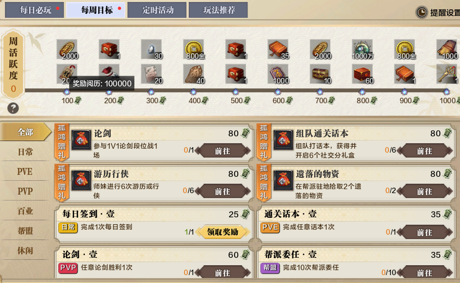 升级宝典与必做日常