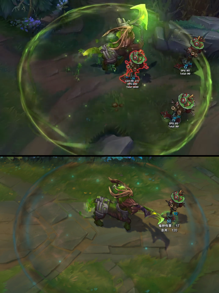 永恒之森走路时,底下会有草丛生成,外面的圈也变得十分明显.